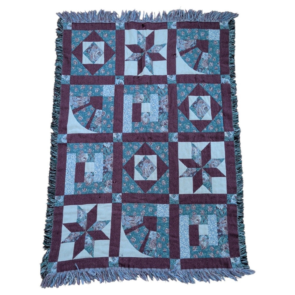 Vintage Star Tapestry Throw Blanket Granny Square Grandmacore Cottage Cabin